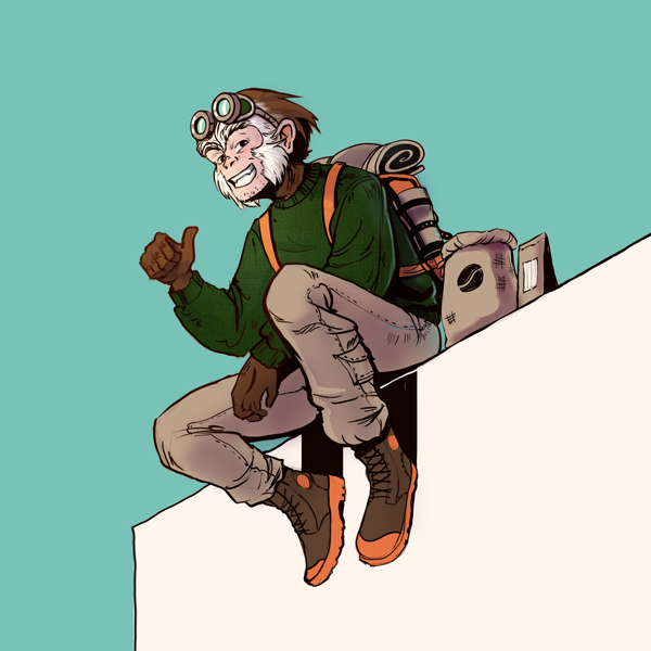 Capuchin character standing on ledge