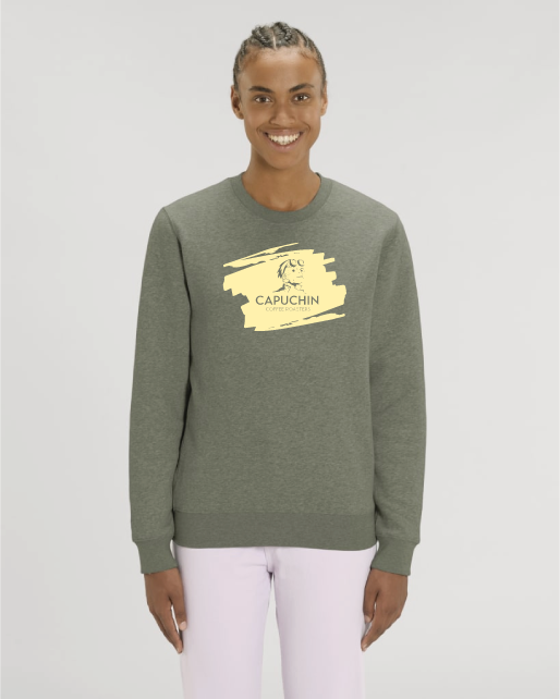 Female mode with Capuchin sweatshirt, studio photo shoot