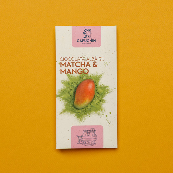 Capuchin die cut chocolate box - White Chocolate with Matcha & Mango